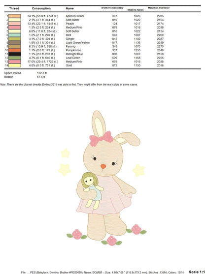 Bunny embroidery design - Rabbit embroidery designs machine embroidery pattern - Baby girl embroidery file - Animal embroidery pes jef hus Marcia Embroidery