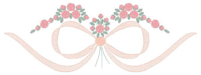 Lace with flowers embroidery designs - Bow Tie machine embroidery pattern - Baby girl file - Instant digital download pes jef dst hus vp3