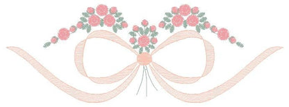 Lace with flowers embroidery designs - Bow Tie machine embroidery pattern - Baby girl file - Instant digital download pes jef dst hus vp3