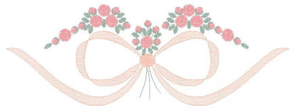 Lace with flowers embroidery designs - Bow Tie machine embroidery pattern - Baby girl file - Instant digital download pes jef dst hus vp3