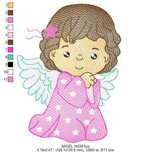 Cargar imagen en el visor de la galería, Angel with wings embroidery designs - Baby girl embroidery design machine embroidery pattern - girl with wings embroidery file pes download
