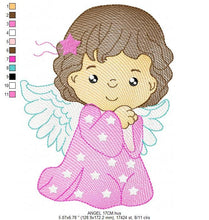 Load image into Gallery viewer, Angel with wings embroidery designs - Baby girl embroidery design machine embroidery pattern - girl with wings embroidery file pes download
