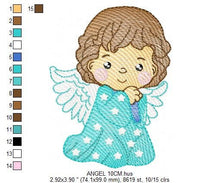 Laden Sie das Bild in den Galerie-Viewer, Angel embroidery designs - Baby girl embroidery design machine embroidery pattern - Angel with wings embroidery file - instant download pes
