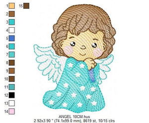 Angel embroidery designs - Baby girl embroidery design machine embroidery pattern - Angel with wings embroidery file - instant download pes