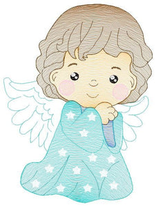 Angel embroidery designs - Baby girl embroidery design machine embroidery pattern - Angel with wings embroidery file - instant download pes