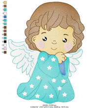 Laden Sie das Bild in den Galerie-Viewer, Angel embroidery designs - Baby girl embroidery design machine embroidery pattern - Angel with wings embroidery file - instant download pes
