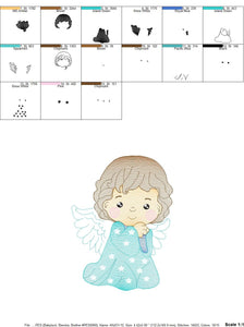 Angel embroidery designs - Baby girl embroidery design machine embroidery pattern - Angel with wings embroidery file - instant download pes