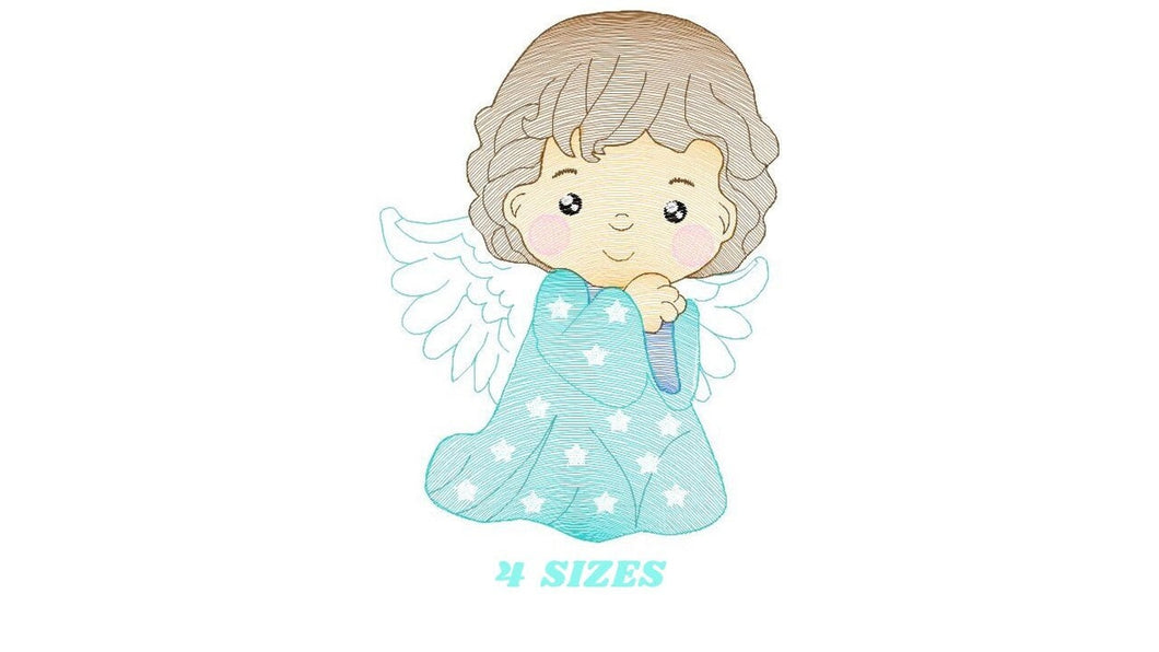 Angel embroidery designs - Baby girl embroidery design machine embroidery pattern - Angel with wings embroidery file - instant download pes