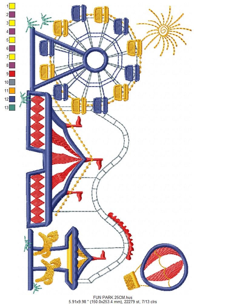 Fun park embroidery design - Fair embroidery designs machine embroidery pattern - Festival embroidery file - Circus instant download pes jef