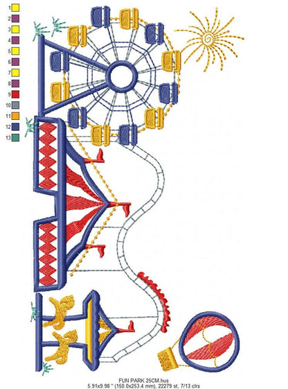 Fun park embroidery design - Fair embroidery designs machine embroidery pattern - Festival embroidery file - Circus instant download pes jef