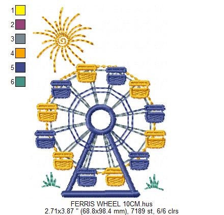 Ferris wheel embroidery design - Boy embroidery designs machine embroidery pattern - Baby embroidery file - toy filled design digital file