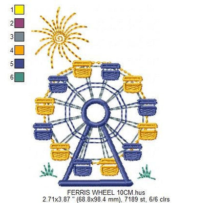 Ferris wheel embroidery design - Boy embroidery designs machine embroidery pattern - Baby embroidery file - toy filled design digital file