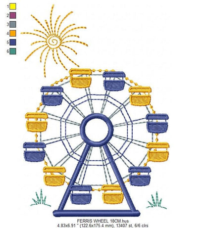 Ferris wheel embroidery design - Boy embroidery designs machine embroidery pattern - Baby embroidery file - toy filled design digital file