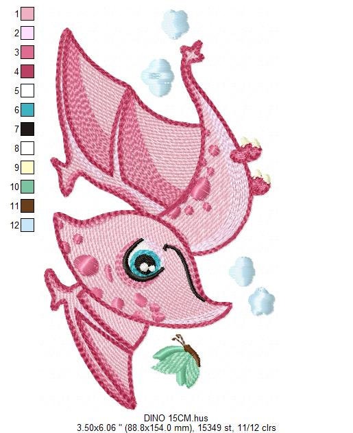 Dinosaur embroidery designs - Dino embroidery design machine embroidery pattern - instant download - Baby boy embroidery file pterodactyl