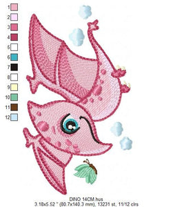 Dinosaur embroidery designs - Dino embroidery design machine embroidery pattern - instant download - Baby boy embroidery file pterodactyl