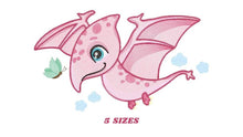 Cargar imagen en el visor de la galería, Dinosaur embroidery designs - Dino embroidery design machine embroidery pattern - instant download - Baby boy embroidery file pterodactyl
