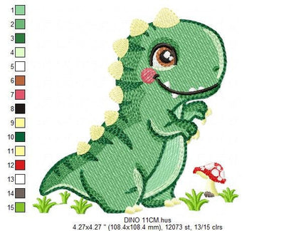 Dinosaur embroidery designs - Dino embroidery design machine embroidery pattern - instant download - Tyrannosaurus embroidery file T rex