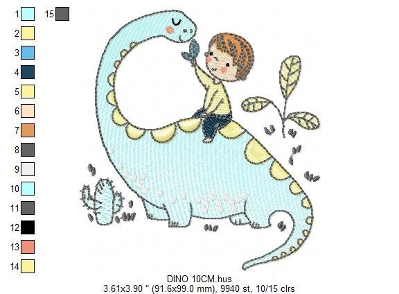 Dinosaur embroidery designs - Dino embroidery design machine embroidery pattern - instant download - Baby girl embroidery file Brontosaurus