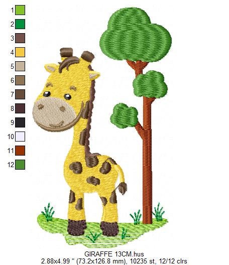 Giraffe with tree embroidery design - Safari Animal embroidery designs machine embroidery pattern - Boy embroidery file - Instant download
