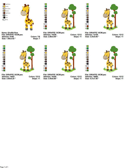 Giraffe with tree embroidery design - Safari Animal embroidery designs machine embroidery pattern - Boy embroidery file - Instant download