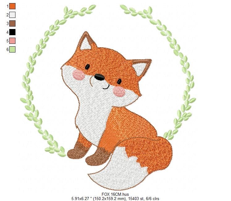 Fox embroidery designs - Red Fox embroidery design machine embroidery pattern - Animal embroidery file - Baby boy design pes jef vp3 frame