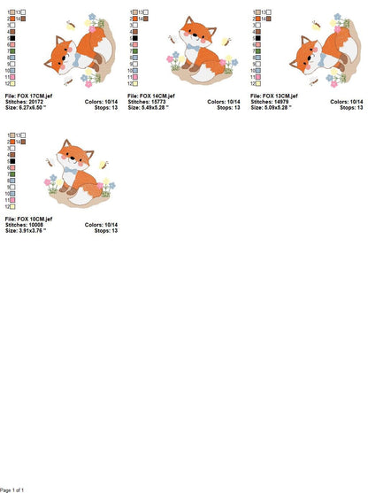Fox embroidery designs - Red Fox with flowers and butterflies machine embroidery pattern - Baby boy woodland Animal file - Instant download