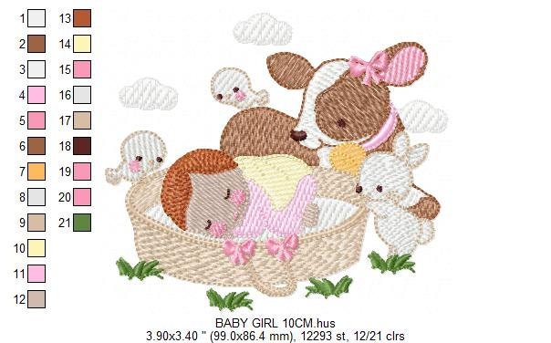 Sleeping baby embroidery design - Baby girl embroidery design machine embroidery pattern - Newborn embroidery file nursery  instant download Marcia Embroidery