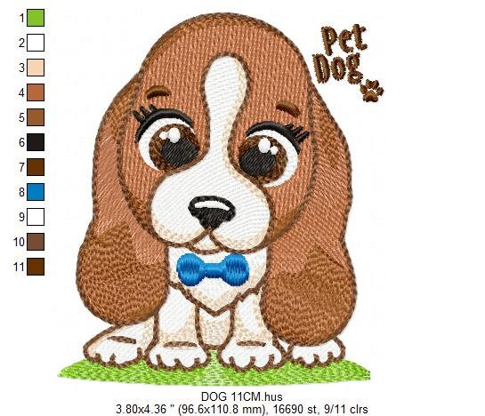 Dogs embroidery designs - Dog embroidery design machine embroidery pattern - Puppy embroidery file -  Basset hound embroidery download pes Marcia Embroidery