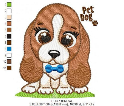 Dogs embroidery designs - Dog embroidery design machine embroidery pattern - Puppy embroidery file -  Basset hound embroidery download pes Marcia Embroidery