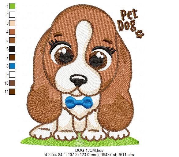 Dogs embroidery designs - Dog embroidery design machine embroidery pattern - Puppy embroidery file -  Basset hound embroidery download pes Marcia Embroidery