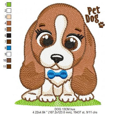 Dogs embroidery designs - Dog embroidery design machine embroidery pattern - Puppy embroidery file -  Basset hound embroidery download pes Marcia Embroidery