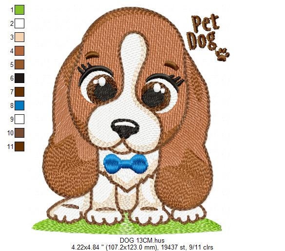 Dogs embroidery designs - Dog embroidery design machine embroidery pattern - Puppy embroidery file - Basset hound embroidery download pes
