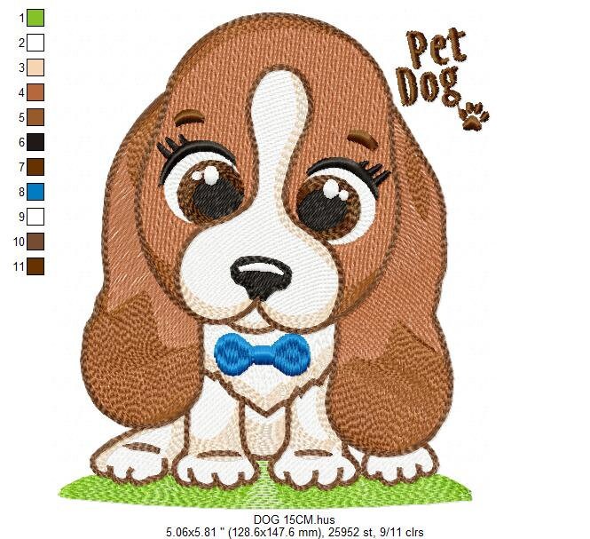 Dogs embroidery designs - Dog embroidery design machine embroidery pattern - Puppy embroidery file -  Basset hound embroidery download pes Marcia Embroidery