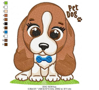 Dogs embroidery designs - Dog embroidery design machine embroidery pattern - Puppy embroidery file -  Basset hound embroidery download pes Marcia Embroidery