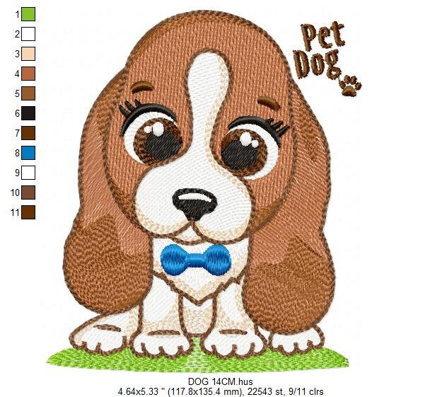 Dogs embroidery designs - Dog embroidery design machine embroidery pattern - Puppy embroidery file -  Basset hound embroidery download pes Marcia Embroidery