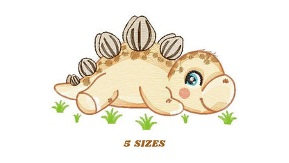 Dinosaur embroidery designs - Dino embroidery design machine embroidery pattern - instant download - stegosaurus embroidery file baby girl