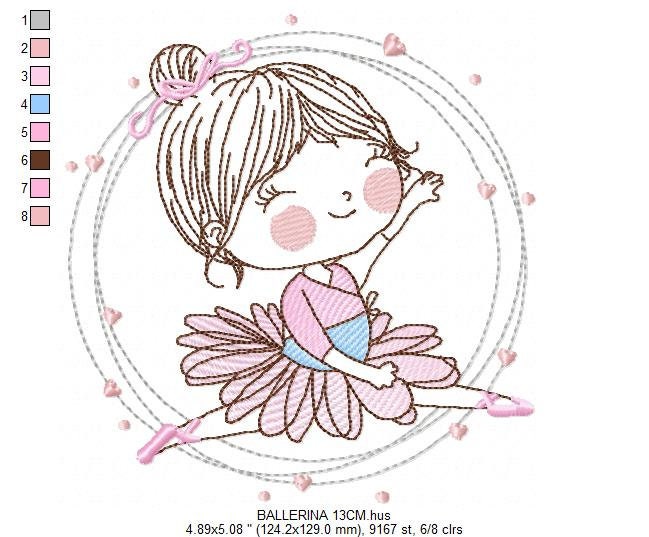 Ballerina embroidery designs - Ballet embroidery design machine embroidery pattern - instant download - Baby girl embroidery digital file