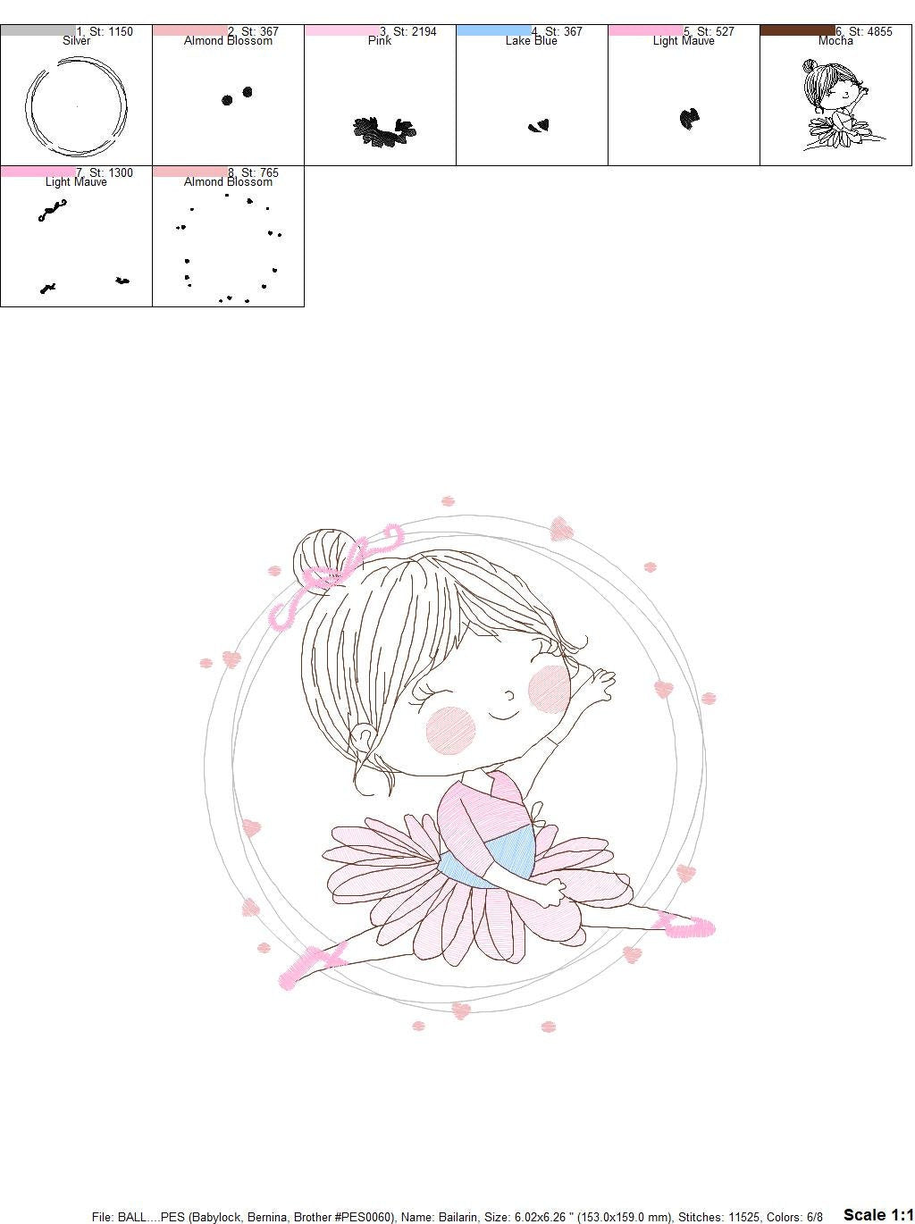 Ballerina embroidery designs - Ballet embroidery design machine embroidery pattern - instant download - Baby girl embroidery digital file