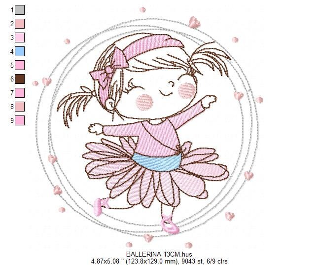 Ballerina embroidery designs - Ballet embroidery design machine embroidery pattern - instant download - Baby girl embroidery digital file