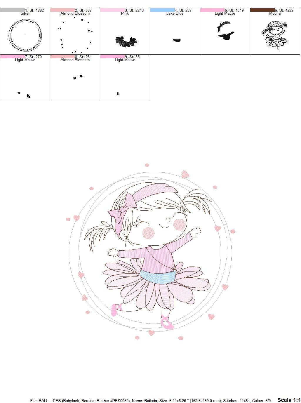 Ballerina embroidery designs - Ballet embroidery design machine embroidery pattern - instant download - Baby girl embroidery digital file