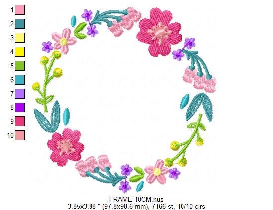 Floral Monogram Frame embroidery designs - Flower Wreath machine embroidery pattern - Floral embroidery file - Instant digital download pes