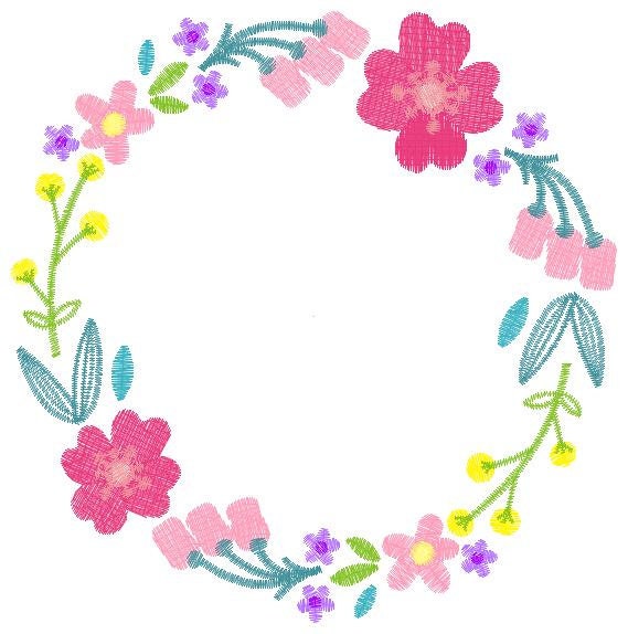 Floral Monogram Frame embroidery designs - Flower Wreath machine embroidery pattern - Floral embroidery file - Instant digital download pes