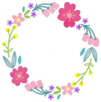 Floral Monogram Frame embroidery designs - Flower Wreath machine embroidery pattern - Floral embroidery file - Instant digital download pes