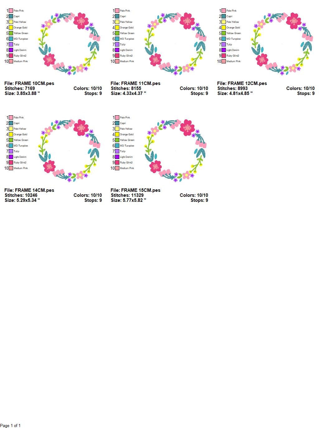 Floral Monogram Frame embroidery designs - Flower Wreath machine embroidery pattern - Floral embroidery file - Instant digital download pes