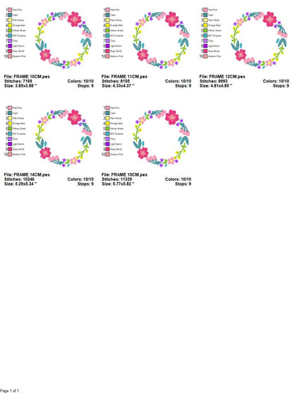 Floral Monogram Frame embroidery designs - Flower Wreath machine embroidery pattern - Floral embroidery file - Instant digital download pes