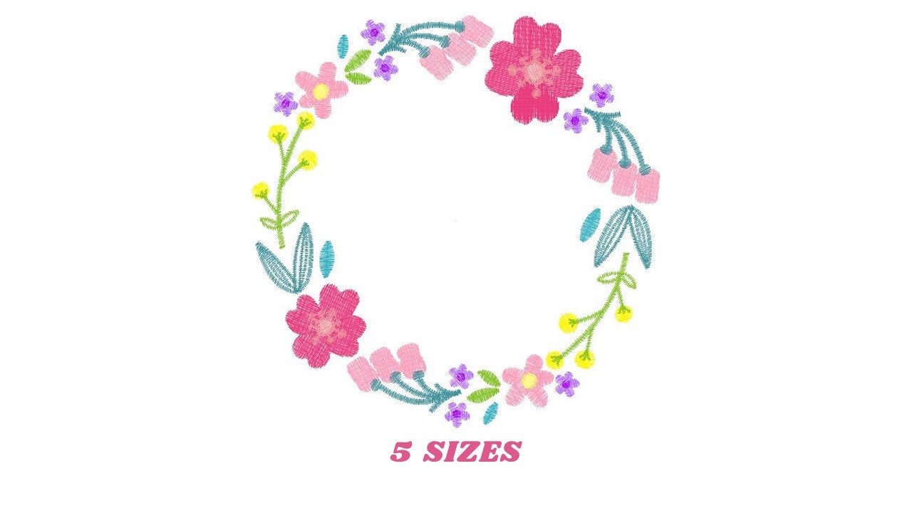 Floral Monogram Frame embroidery designs - Flower Wreath machine embroidery pattern - Floral embroidery file - Instant digital download pes
