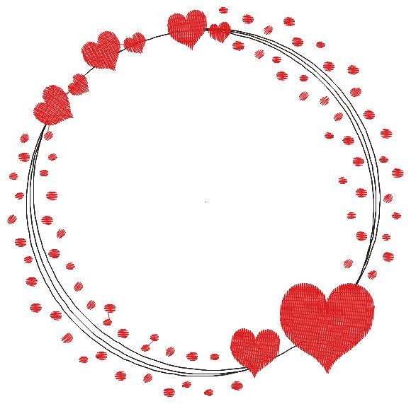 Valentines Monogram Frame embroidery designs - Heart Frame machine embroidery pattern - Love wreath embroidery file - Instant download pes