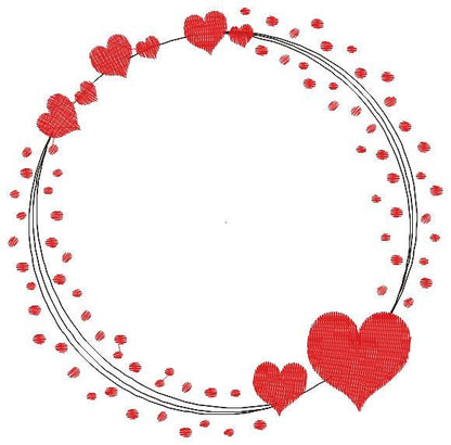 Valentines Monogram Frame embroidery designs - Heart Frame machine embroidery pattern - Love wreath embroidery file - Instant download pes