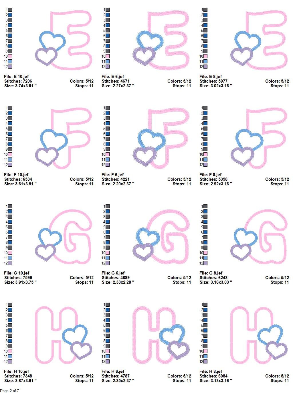 Alphabet embroidery designs set - Letters Applique Design - Monogram embroidery machine embroidery file - Hearts Alphabet applique design