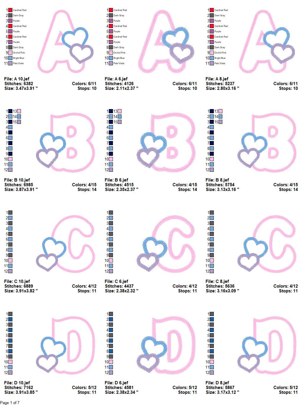 Alphabet embroidery designs set - Letters Applique Design - Monogram embroidery machine embroidery file - Hearts Alphabet applique design